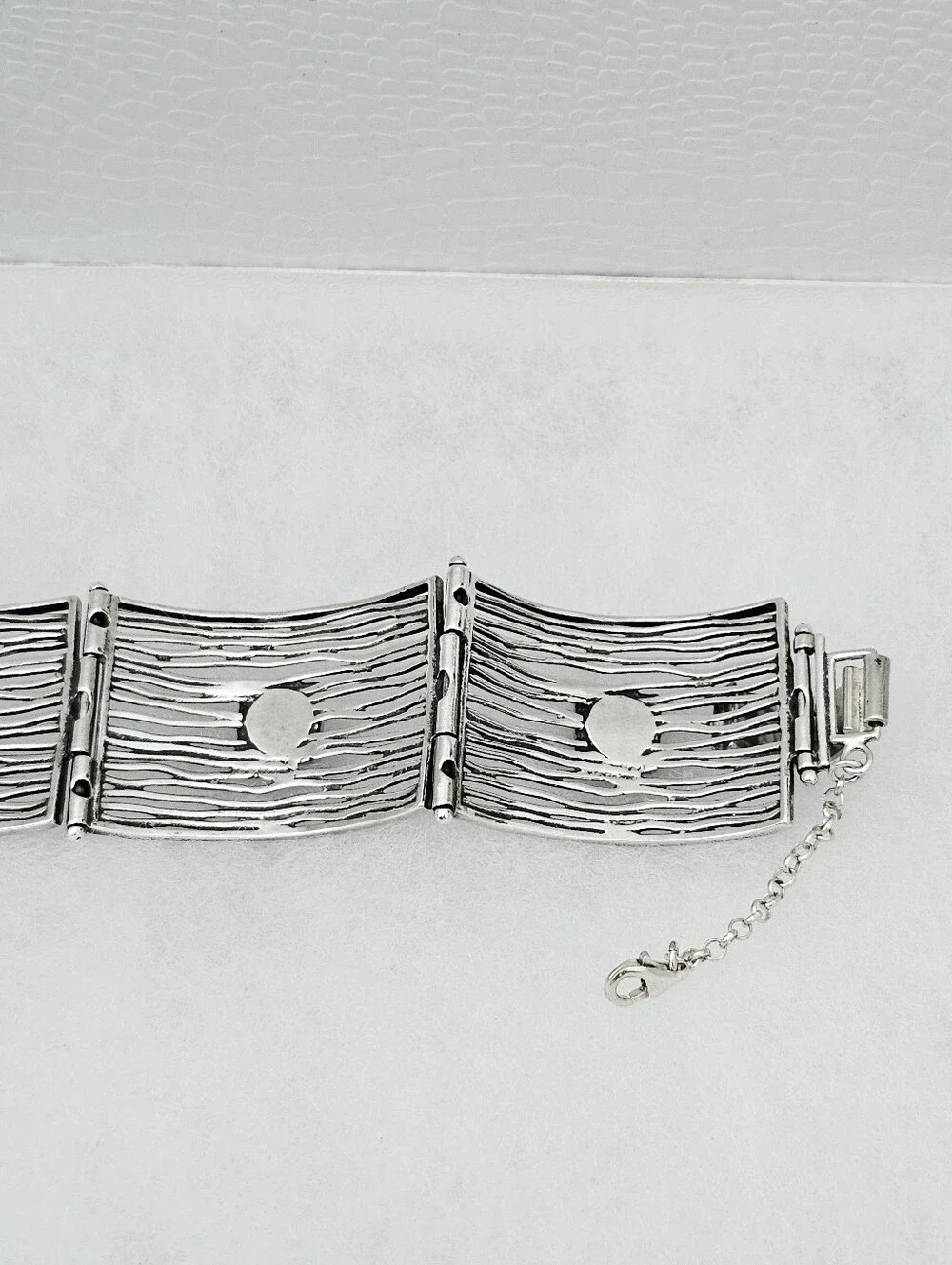 Silpada HTF Sterling Silver Cherry Quartz Square Textured Panel Bracelet B1189